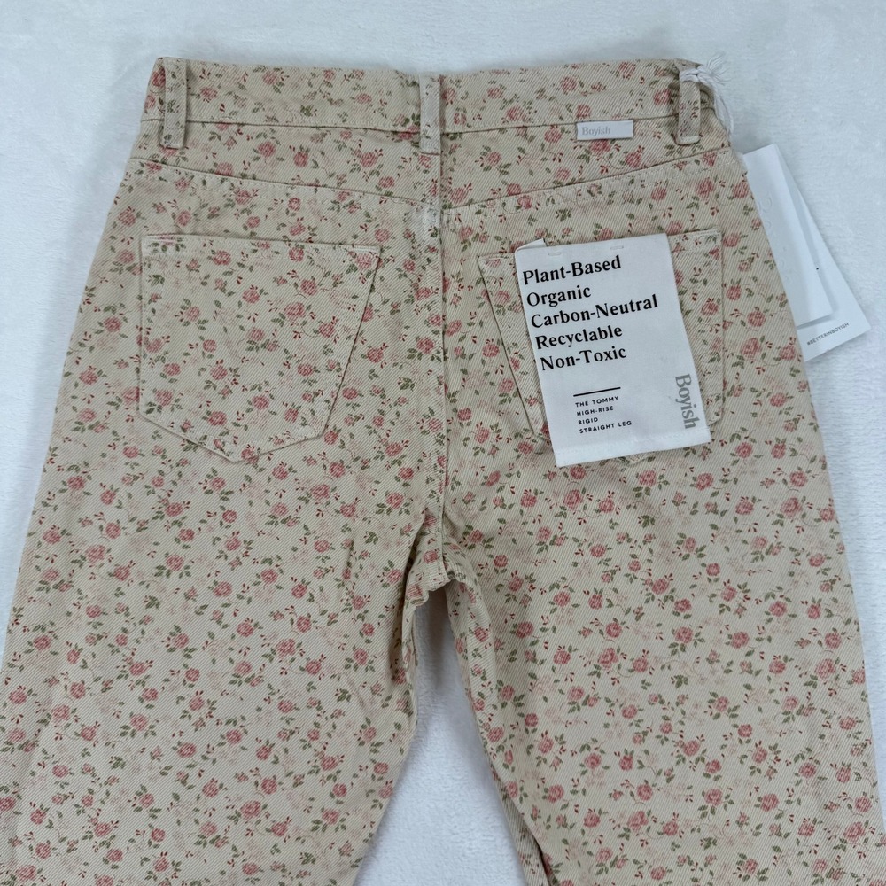 Boyish The Tommy High Rise Straight‎ Leg Jeans Desert Rose Floral Print Size 26